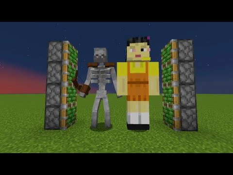 Mutant skeleton + Squid game doll = ? in minecraft