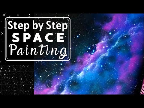 Easy space painting in acrylics / step by step ✨