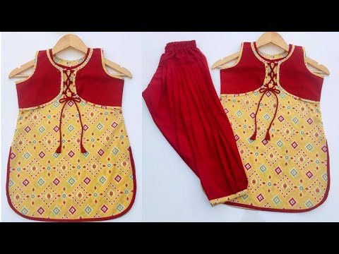 Kids apple cut top with simple salwar cutting and stitching/4-5 year baby dress cutting & stitching