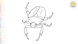 Green Scarab Beetle drawing easy | Insect drawings | How to draw A Green Scarab Beetle step by step