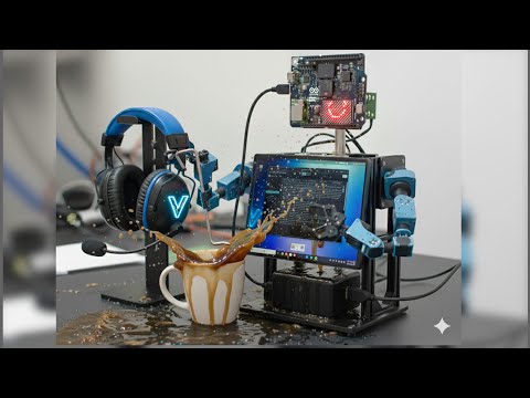 Arduino Uno Q Project- Concept - Desk Bot Stirring Coffee Mishap