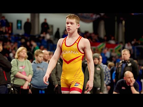 U15 Xavier Flores (USA) vs Heorhiy Pushkarevskyy (UKR) 57kg. Freestyle boys wrestling tournament.