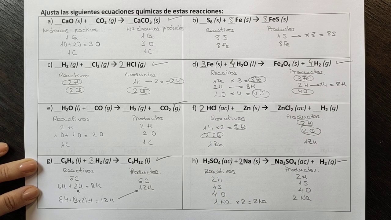 Ajuste de Reacciones Químicas: Ejercicio 1.