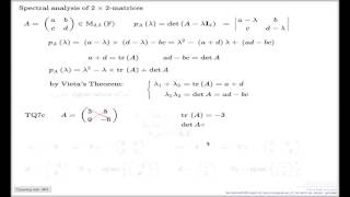 Spectral analysis of 2x2 matrix -- efficient tricks