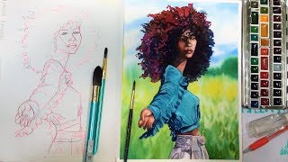 Sketchbook Sunday-Young Lady in a Field