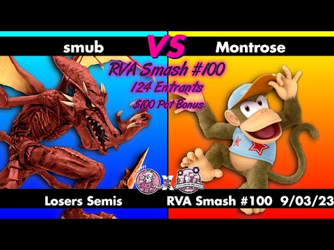 RVA Smash 100: smub (Ridley) vs Montrose (Diddy Kong) | Losers Semis | 124 Entrants | SSBU