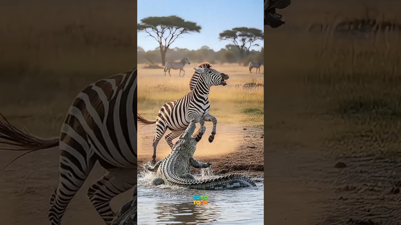 얼룩말 vs 광포한 악어의 생존 결투… 이 죽음의 사투에서 얼룩말은 과연 탈출할 수 있을까?  #wildliferescue #wildlife