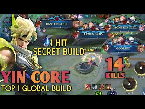 14 KILLS TOP GLOBAL SECRET 1 HIT BUILD - Eternal Guardian Starlight Yin Emblem || Mobile Legends