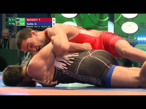 Round 3 FS - 74 kg: T. BIZHOEV (RUS) v. N. KARA (TUR)