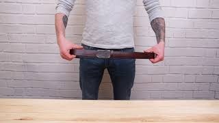 Ремінь з натуральної шкіри зі шкіряною вставкою у пряжці 20216 Vintage коричневий