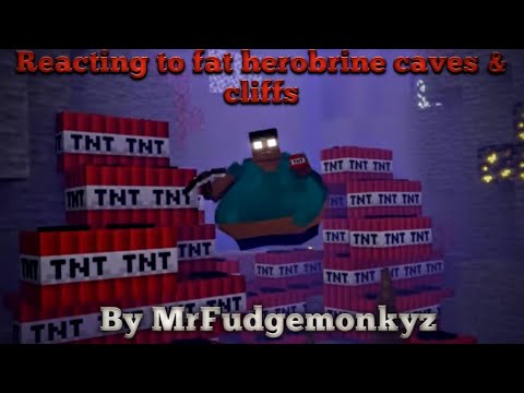 Reacting to Fat Herobrine caves & cliffs (A Minecraft Animation)