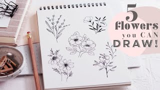 Five Pretty Flower Doodles | Learn to Draw NOW
