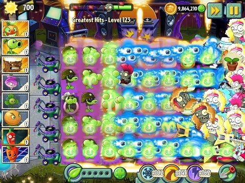 Plants vs Zombies 2 Greatest Hits Epic Hack - Level 123 - Jack O' Lantern & Masked Peashooter