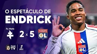 ESPETACULAR! TODOS OS LANCES DO ENDRICK NO PRIMEIRO HAT-TRICK DA SUA CARREIRA! METZ 2 X 5 LYON