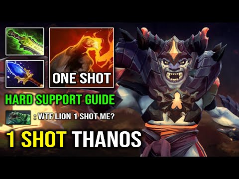 1 SHOT THANOS Hard Support Lion 100% Deleted Tank Hero in Instant with AoE Finger Stack Dota 2