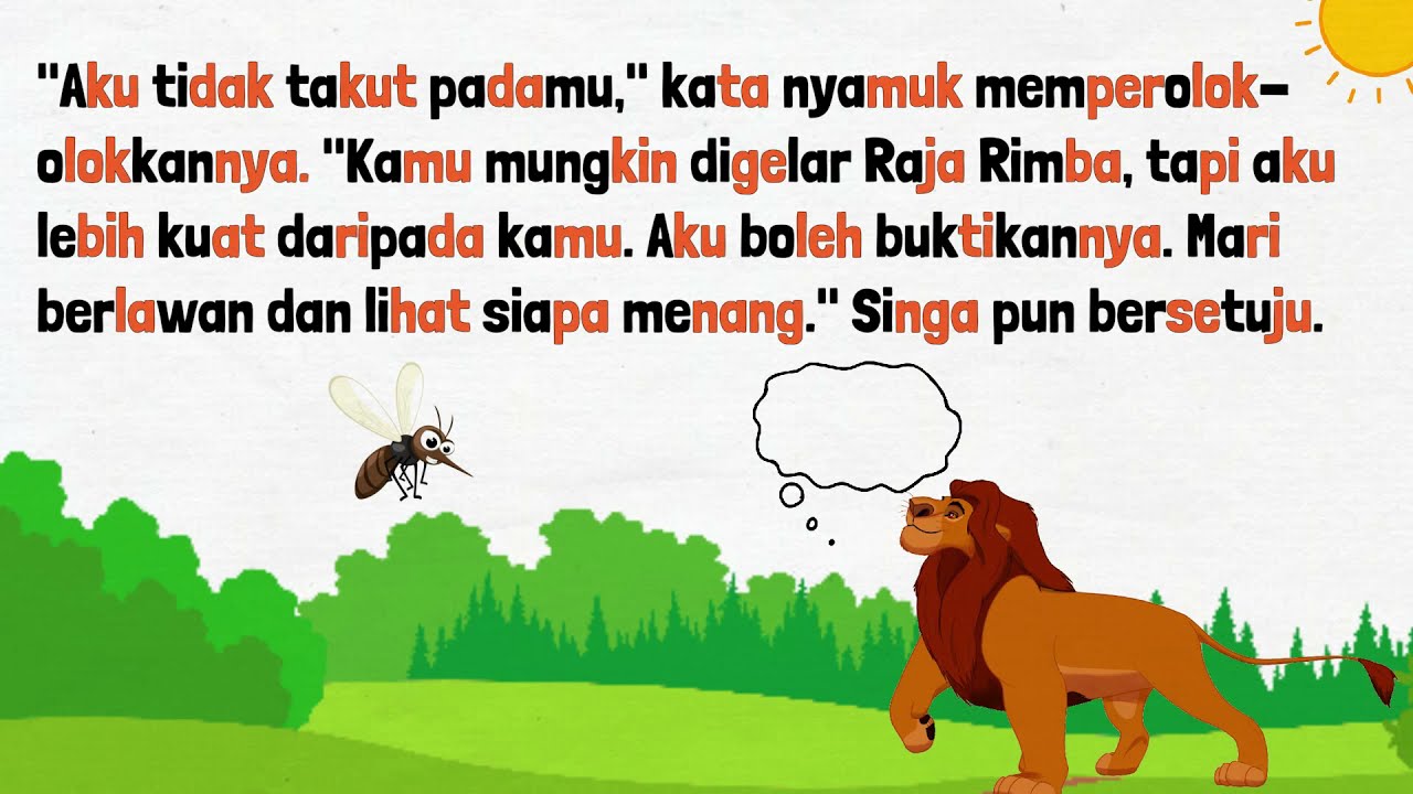 KISAH SINGA DAN NYAMUK | BERCERITA / MEMBACA BUKU CERITA SUKU KATA | CERITA KANAK-KANAK |