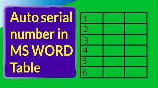 How to give auto serial number in MS WORD table