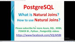 Postgresql Tutorials | Natural Joins in Postgresql | postgresql joins