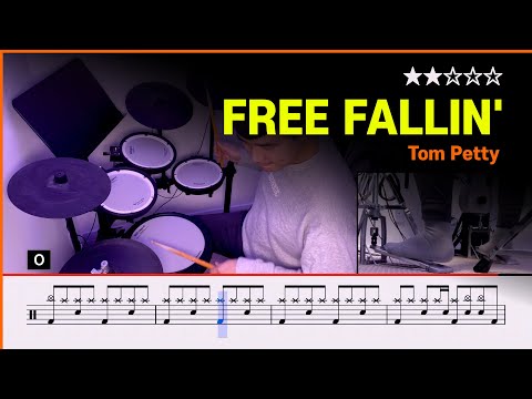 [Lv.03] Free Fallin' - Tom Petty (★★☆☆☆) Pop Drum Cover with Sheet Music