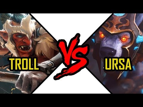 Dota 2 Troll Warlord vs Ursa Battle Jah'rakal vs Ulfsaar Ursa Warrior fight #4