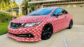How to Wrap your Car in Christmas Wrapping Paper!