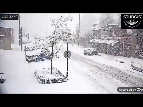 Time-lapse snowstorm in South Dakota, Sturgis, USA. October 12-13, 2021
