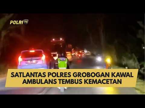 SATLANTAS POLRES GROBOGAN KAWAL AMBULANS TEMBUS KEMACETAN