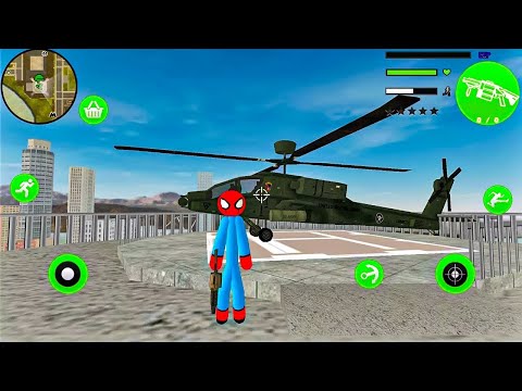 Amazing Spider-Stickman Rope Hero Military Helicopter - Fun at NY City - Android Gameplay #3