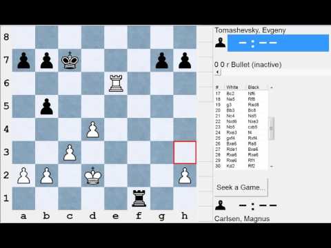 Magnus Carlsen vs Evgeny Tomashevsky (B10 Caro-Kann World Blitz 2015 (21))  1-0