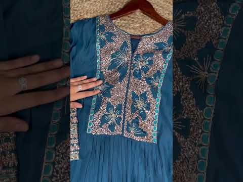 Teal Roman Silk Sequins & Thread Embroidered Kurti Pant Set with Organza Embroidered Dupatta – Stitched Premium Ensemble