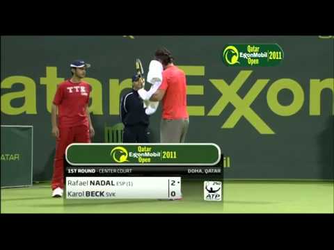 Nadal vs Beck R1 Doha 2011 Qatar ExoonMobil Open (1/5)