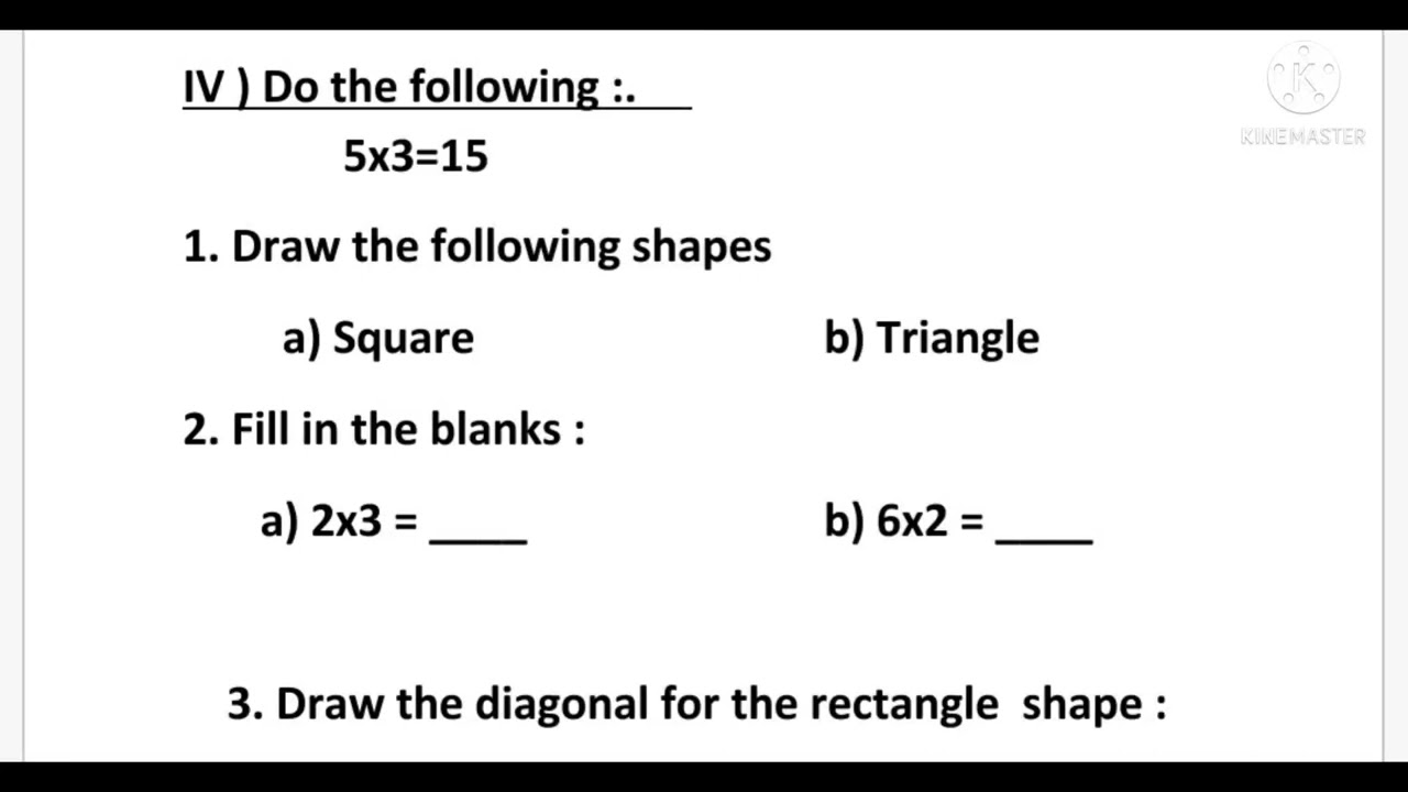 Std - 3 midterm model question paper- maths- Term 3
