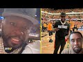 50 Cent Pulls Up To The Knicks Vs Pacers Game With Free Diddy Shirt On Free My Boy Diddy