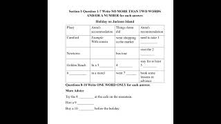 IELTS real exam listening test with answers | Part 1 Holiday on Jackson Island