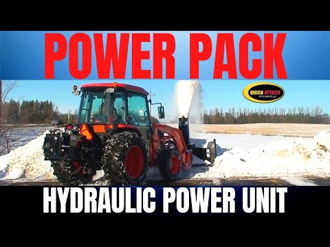 Quick Attach PTO to Hydraulic Power Unit & Snowblower for Compact Tractors