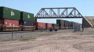 WBD Union Pacific Stack train with Canadian National @ C&S Bridge, Cheyenne, WY 6/2/2014