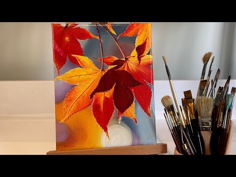 Autumn Leaves Acrylic Painting | Realistic Fall Leaves Painting | Neha Vartak Art