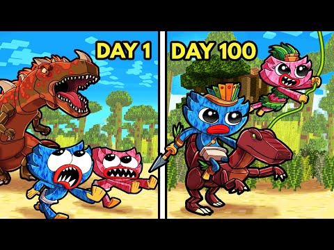 Huggy Wuggy Survives 100 DAYS in Dinosaur JURASSIC Survival!