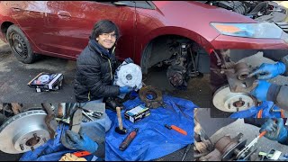 How To Re Install Front Rotor, Caliper, Bracket, Brake Pads & Push Piston Back Honda Insight Hybrid