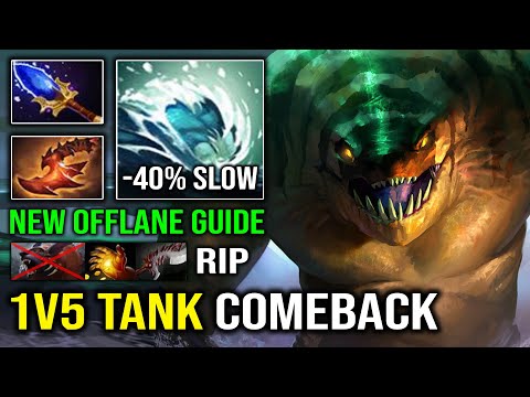 NEW OFFLANE GUIDE 1v5 Tank Comeback Tidehunter -40% AoE Gush Slow vs Pro Carry Ursa Dota 2