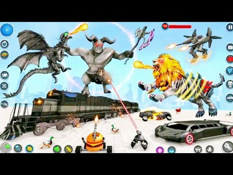 Elephant Robot VS Lion Robot Fight Game