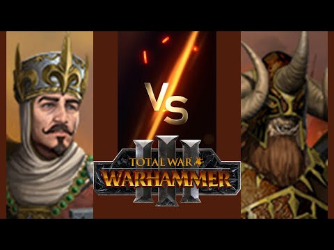 Starting Army Battles 5: Louen Leoncoeur vs Kholek Suneater in Total War: Warhammer 3