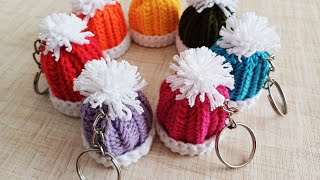 Cute Colorful Mini Crochet Hat Keychain Tutorial
