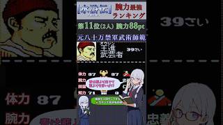 水滸伝~天命の誓い~腕力ランキング11位【元八十万禁軍武術師範】王進の能力 #レトロゲーム #koei #歴史 #pc98 #歴史 #ファミコン #steam #ゲーム実況 #voicevox