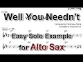 Well You Needn't - Easy Solo Example for Alto Sax