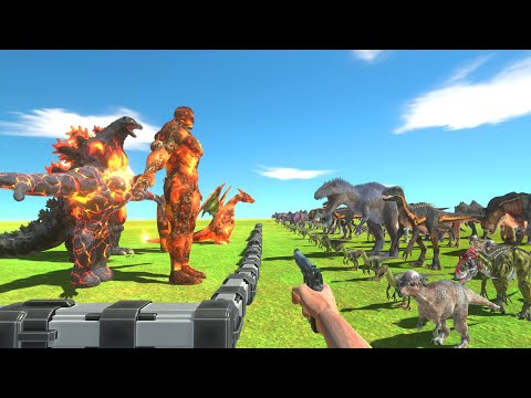 FPS Avatar Jurassic Park Rescues Lava Team and Fights Dinosaurs - Animal Revolt Battle Simulator