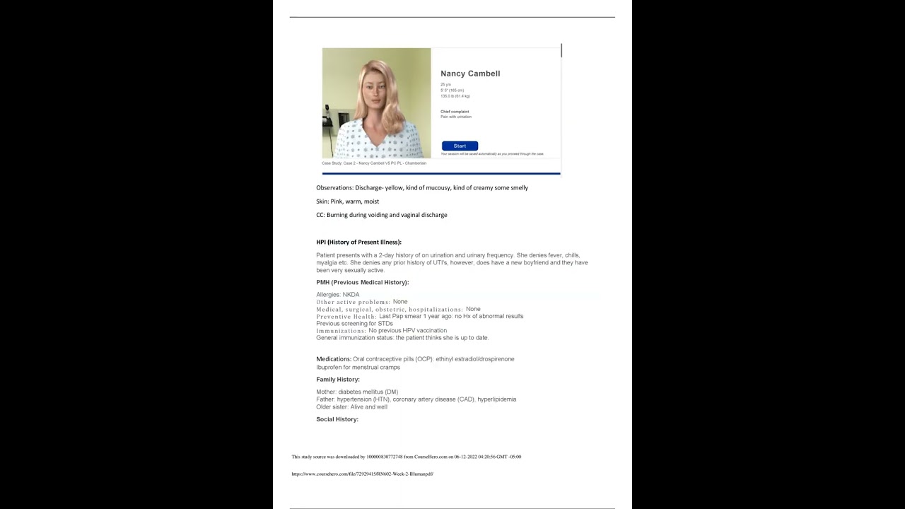 RN602 Week 2 IHuman  case study