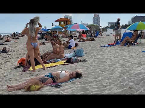 🇺🇸 Hot day at Miami beach walk | beach walk 4k