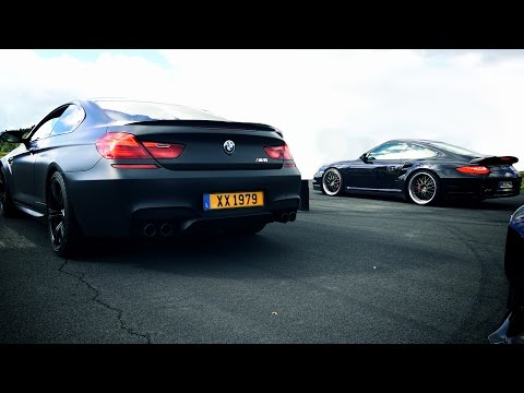 BMW M6 vs Porsche 911 Turbo 997 Drag Race Acceleration Sound