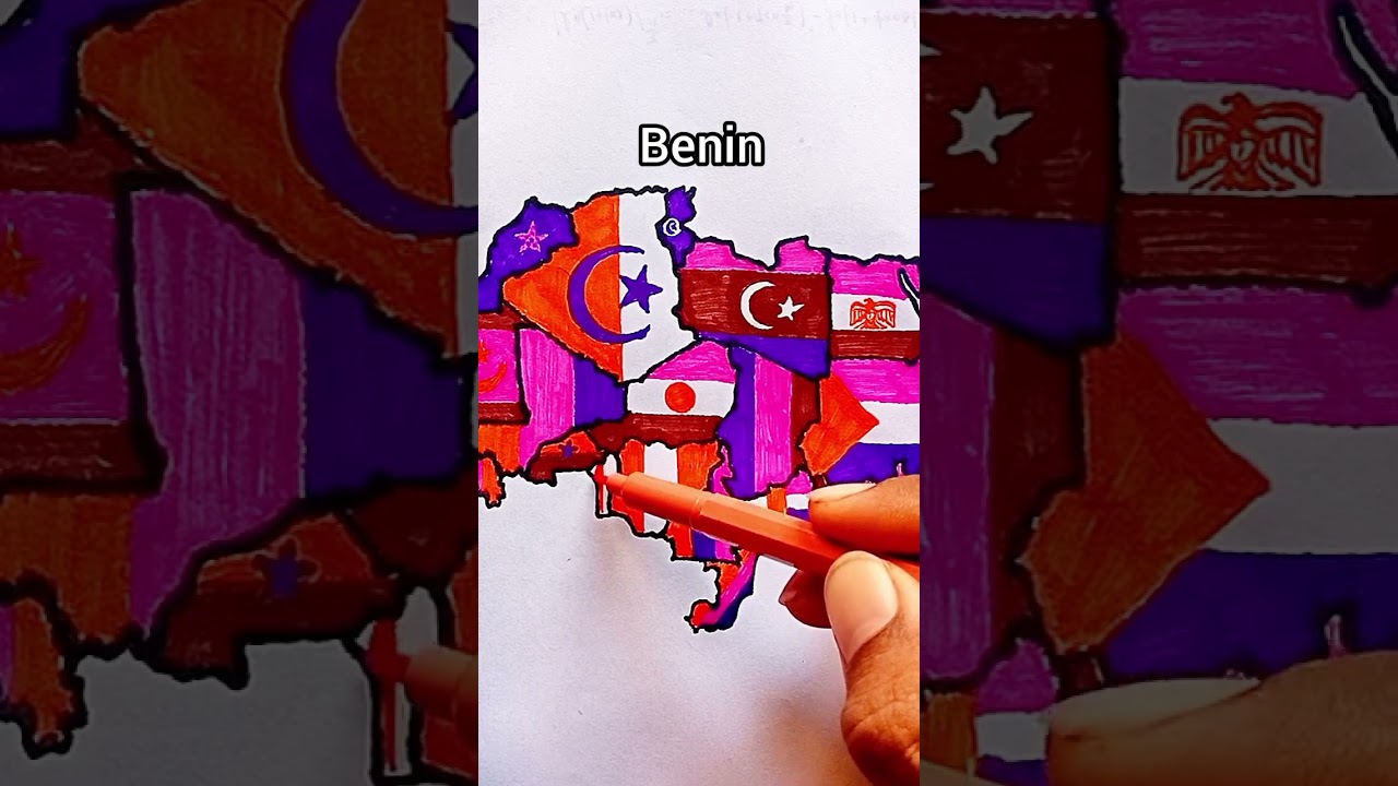 Draw Flag Map of Benin 🇧🇯 #benin